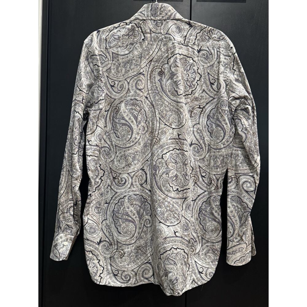Etro Men’s Button Up Long Sleeve Dress Shirt Paisley 41 Large White - Picture 5 of 13
